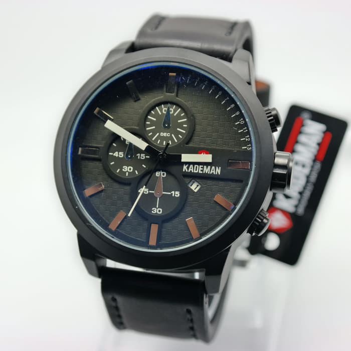 Kademan 1657 Jam Tangan Casual Pria Murah Anti Air - Tali Kulit - Analog Quartz - Original
