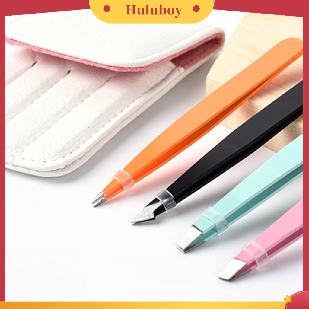 Huluboy Huluboy♡ 4pcs / Set Pinset Alis Bahan Stainless Steel Untuk Makeup Wanita