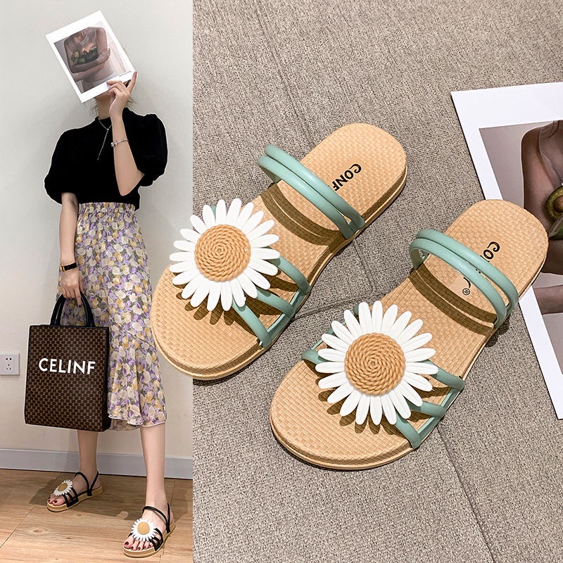 Sandal Flat Tali Jelly Bunga Daisy Sandal Women Import Real Pict Tmall88