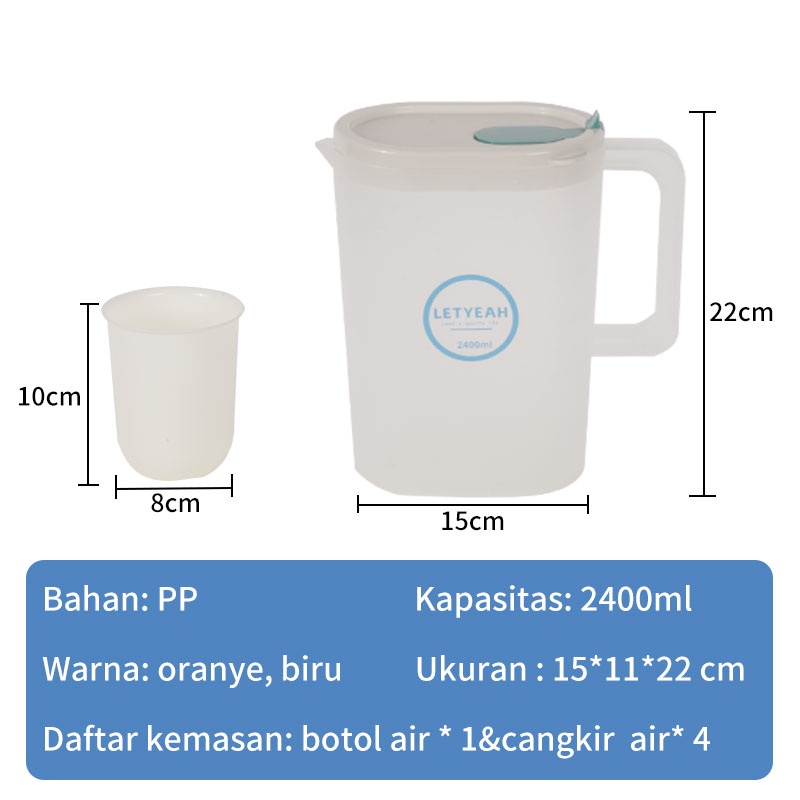 Letyeah &amp; Kaizenliving Teko Set 5 in 1 / teko air 2400ml / water Jug plastik
