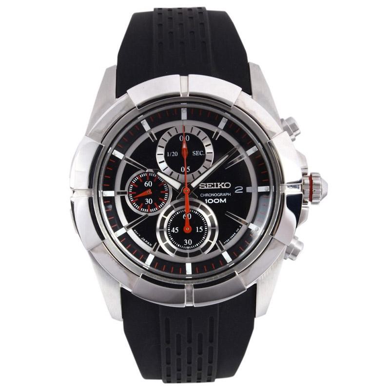 Seiko Quartz SNDE67P1 Chronograph Black Rubber - Jam Tangan Pria SNDE67