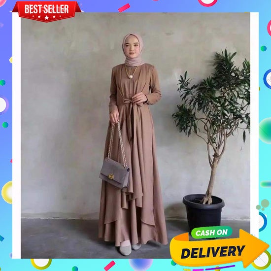 Baju Dress Gamis Gamis Ibu Ibu  Kondangan Muslim Wanita Remaja Syari Murah Kekinian Model Terbaru 20