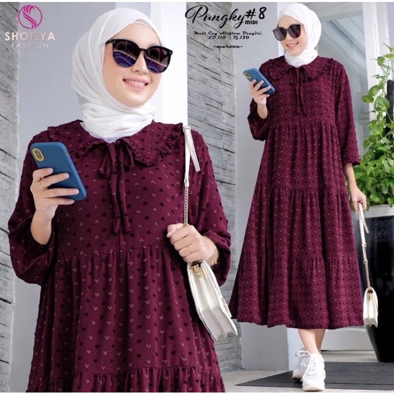 PUNGKY MIDI DRESS GAMIS WANITA NEW ARRIVAL ORIGINAL BY SHOFIYA BENGBEE SHOP Midi Dress Wanita Bahan 