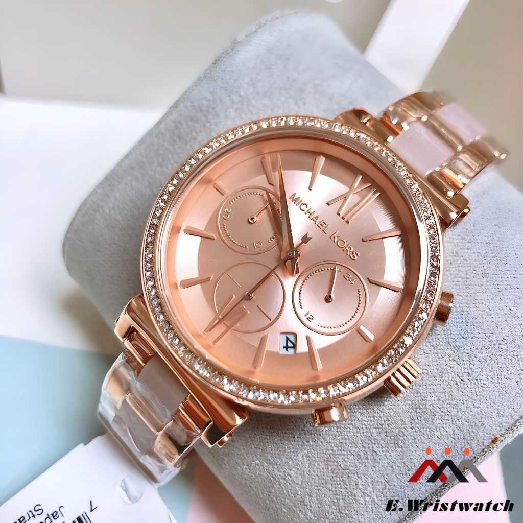 Jam Tangan Wanita Michael Kors MK3882 &amp; MK6560 Sofie Chronograph Rose Gold Dial Dual Tone Stainless Steel Strap Original