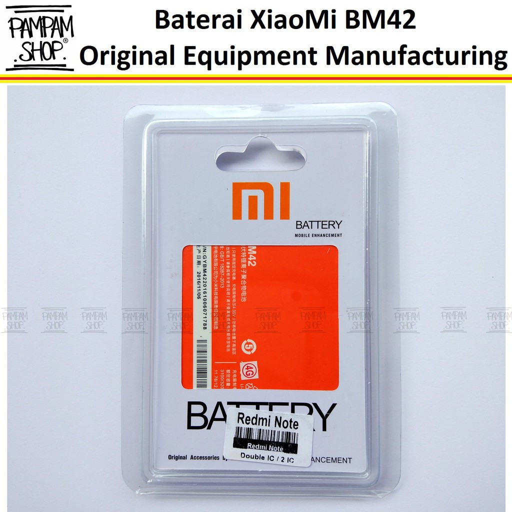 Baterai XiaoMi BM42 Redmi Note 1 Original OEM | Batre, Batrai, Battery, BM 42, Xiao Mi