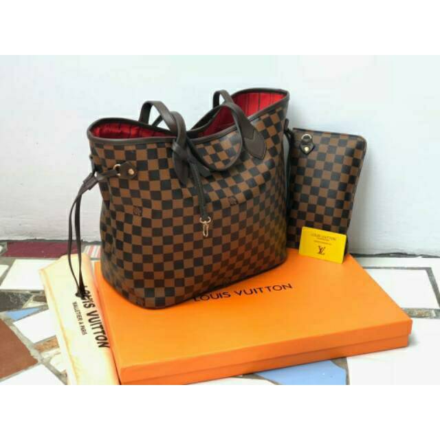 Tas LV neverfull / LV totebag / tas totebag / tas louise vuitton / LV damier / lv free box