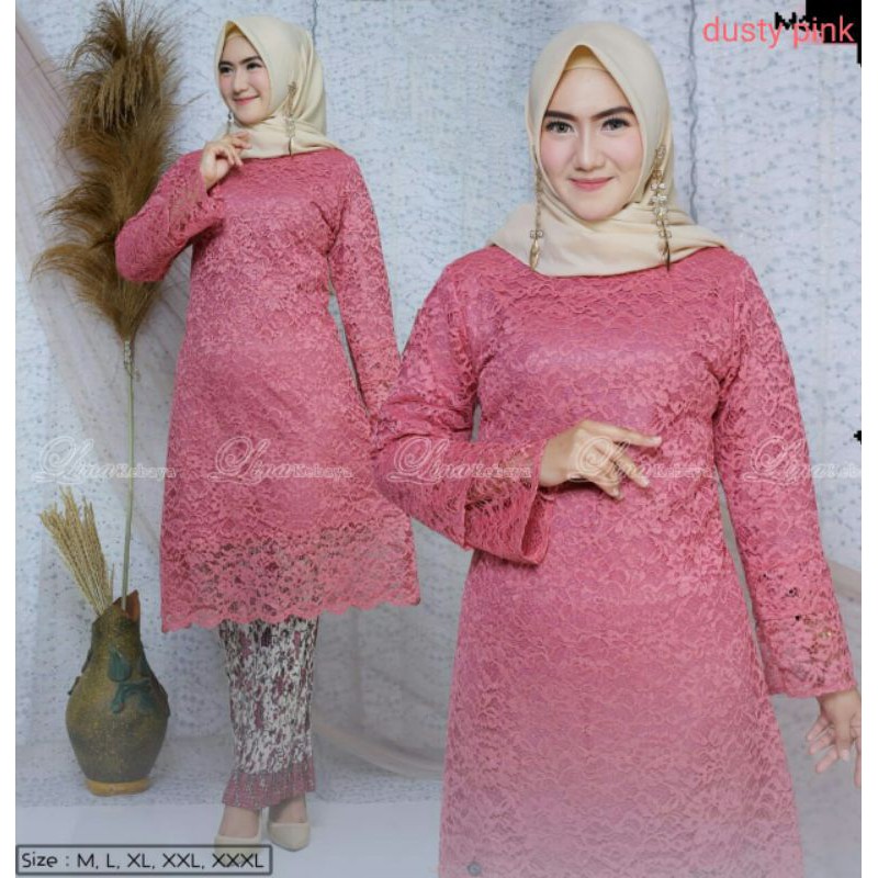 setelan kebaya tunik jumbo ld 120 - 130 / kebaya tunik kinanti / kebaya tunik brokat / tunik kurung