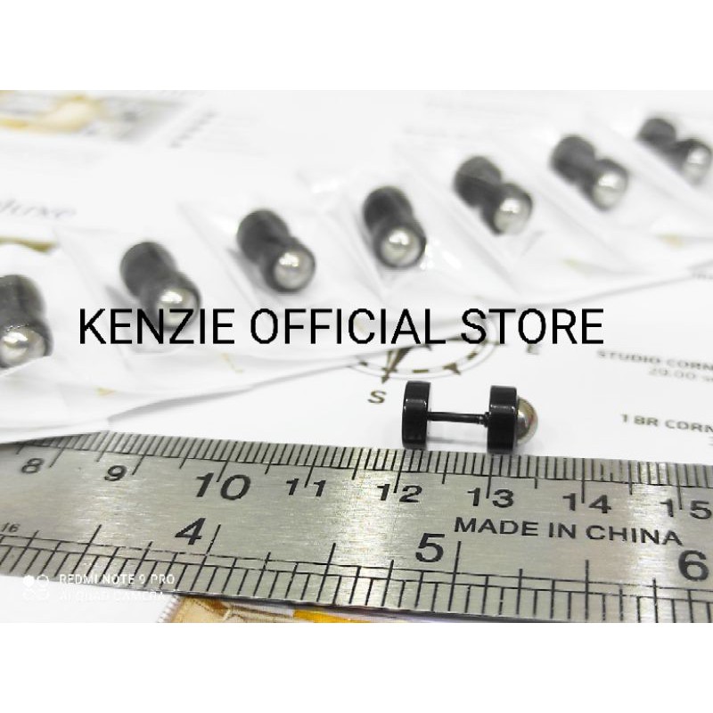 Anting roda hitam isi 12 pcs motif bola skz 313