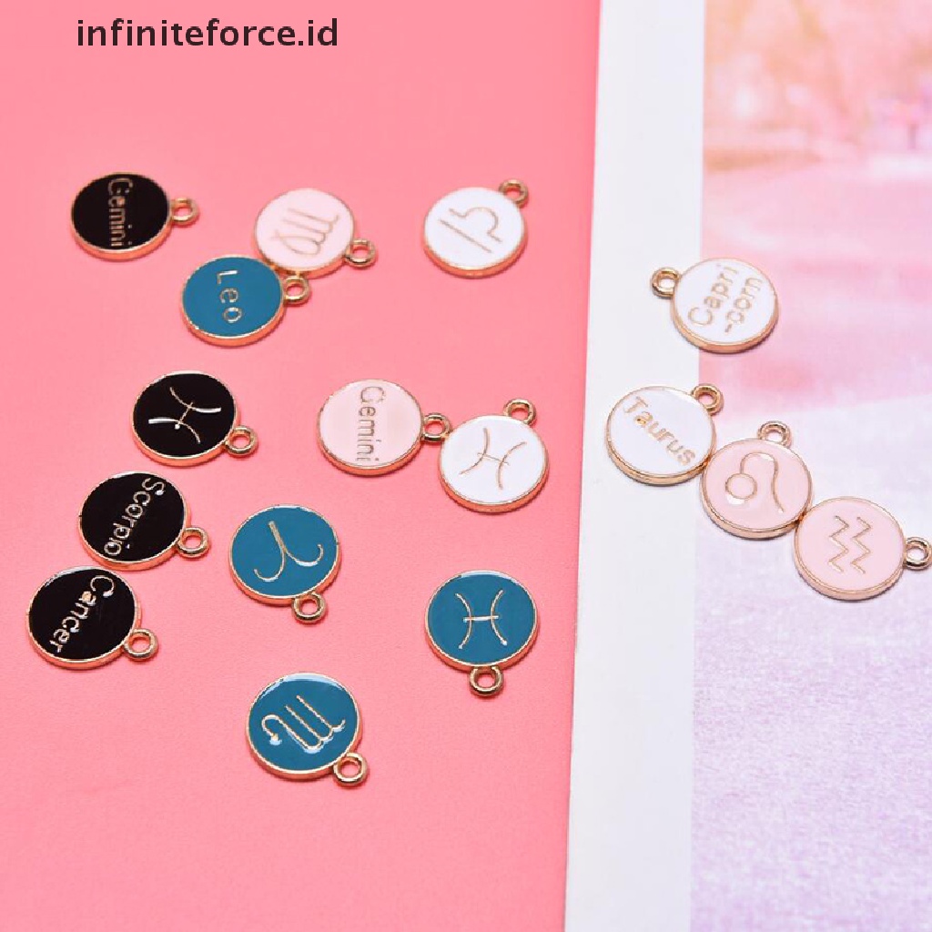 (Infiniteforce.Id) 12pcs / Set Liontin Enamel Motif Zodiak Untuk Perhiasan Wanita