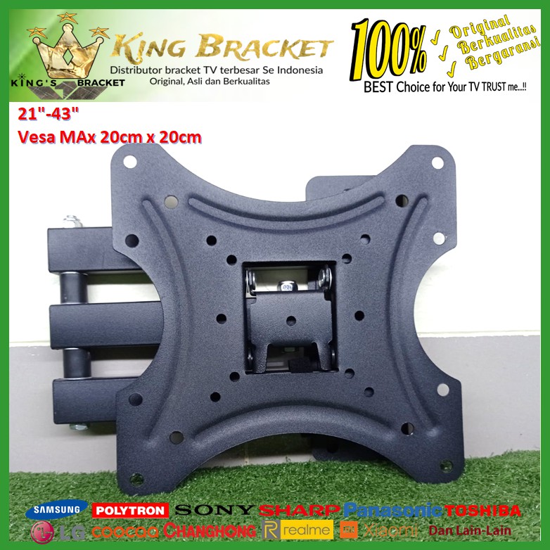 Bracket TV universal 14 s/d 43 inch 6 ARAH  FULL BESI (IMPORT QUALITY) GARANSI 100% ORI