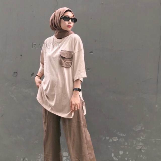 Jual Kaos Oversize Wanita Tangan Kaos Wanita Hijab Pocket Shopee Indonesia