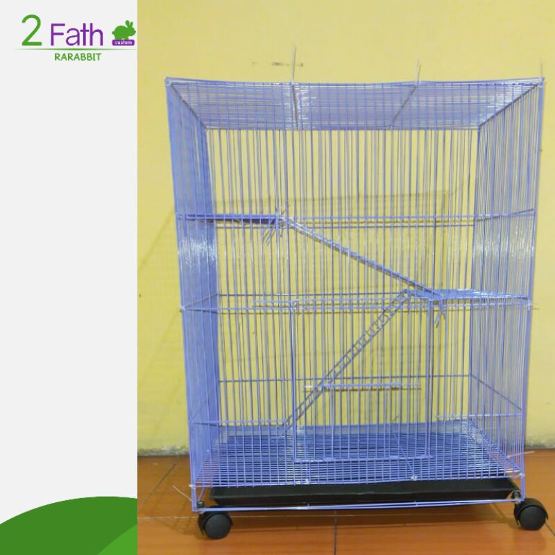 Kandang kucing hewan 3 tingkat 61x42x77 plus roda kandang kelinci dan hewan lain-1