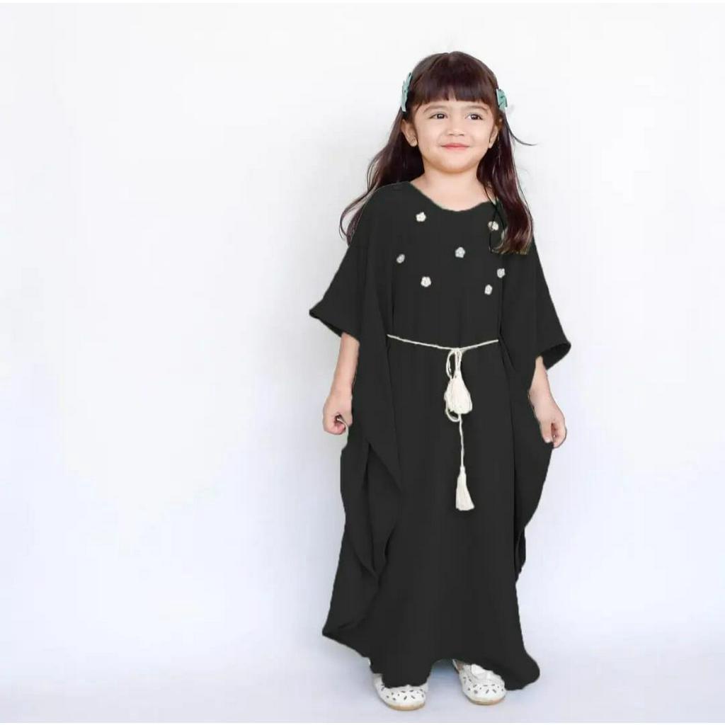 TERBARU Khalisa Kaftan Kids Usia 6-8-9-12 TAHUN Ukuran XL-L Bahan Cringkel Air Flow Import Baju Anak Perempuan Kekinian 2023 Outfit Muslim Anakk