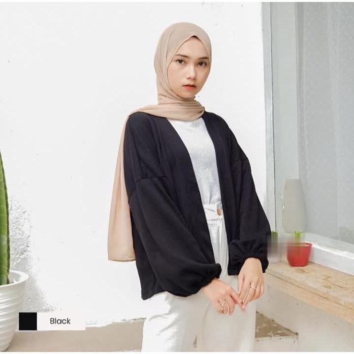 Laura balon Cardigan pusatgrosir_solo/ outer cardy MOSSCREPE termurah kekinian hits