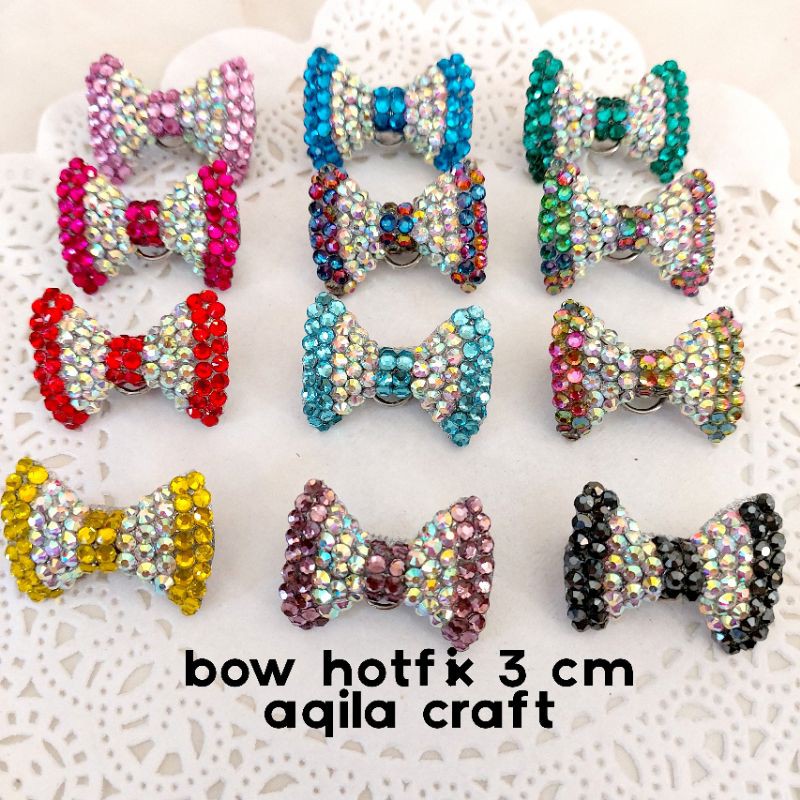 Bow hotfix 2 warna 3cm Geser gambar Untuk warna lain