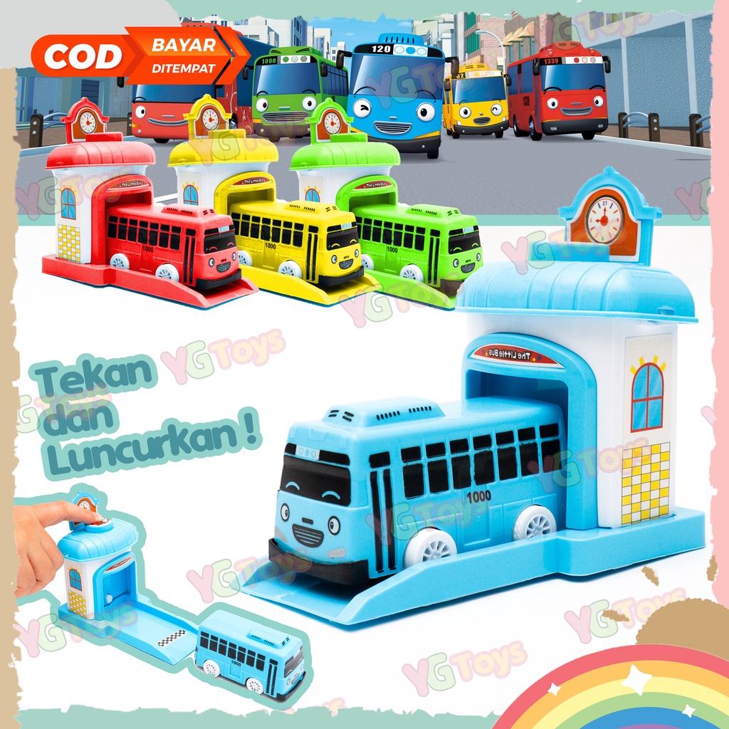 YGtoys Mainan Anak Mobil Toya Taayo The Little Bus Garasi Set Lontar Bis Dorong