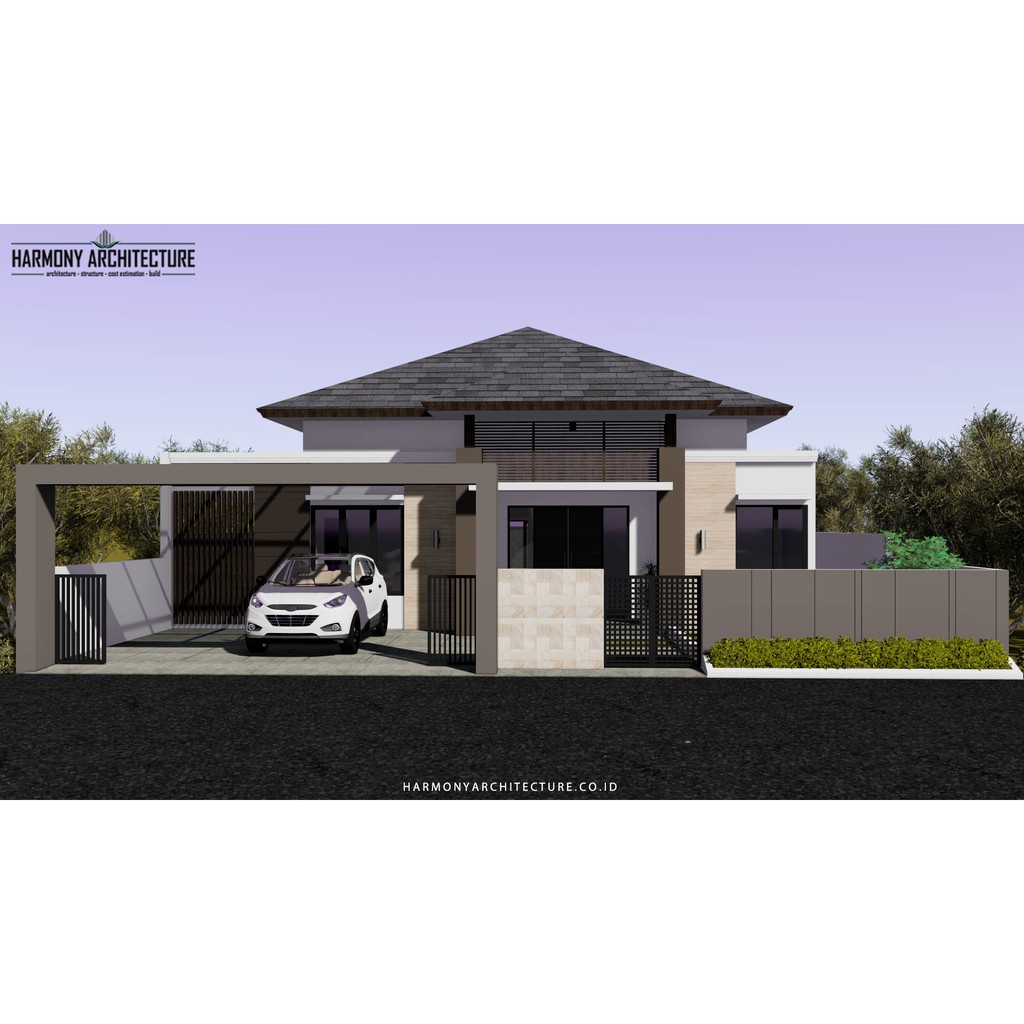 Jual Desain Rumah Tropical Modern 1 Lantai Lahan 15 X 20 M Atau Lahan 15x 25 M Indonesia Shopee Indonesia