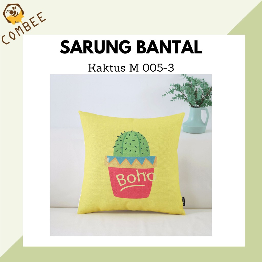 Pillow Case / Sarung Bantal / Sarung Tutup Bantal Sofa Kain Cotton Linen Kaktus M005