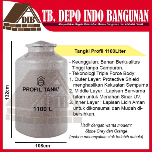 TANGKI AIR PROFIL TANK 1100 LITER TDA LT TANDON PLASTIK 1000