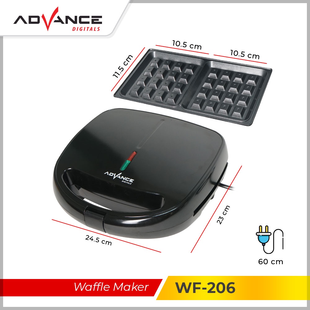 READY STOCK WAFFLE MAKER  ADVANCE 2 LAPIS Waffle Maker Pembuat Roti Lapis WF206 WF-206 Garansi Resmi 1 tahun