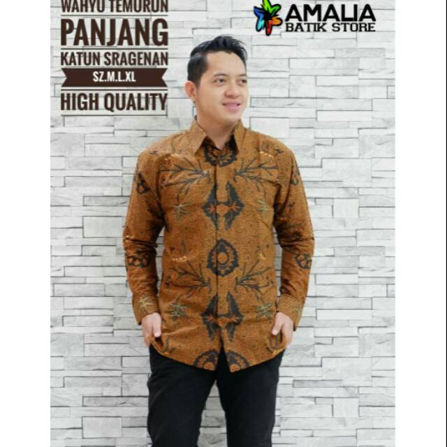 WAHYU TUMURUN PANJANG.Kemeja Batik Pria Modern