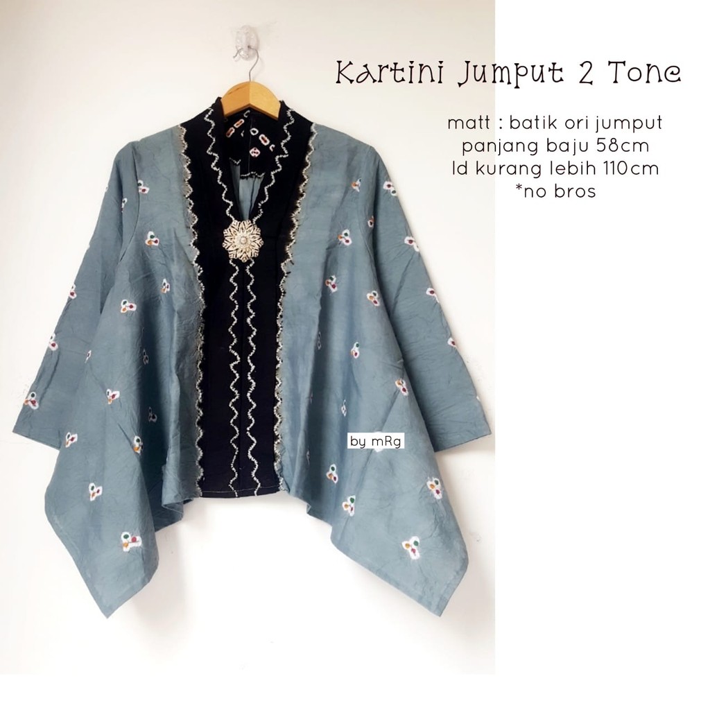 [PREMIUM] Blus Kartini Jumputan 2 Tone #4 Abu Batik Tie Dye Handmade Atasan Kerja Seragam Muslim Kantor