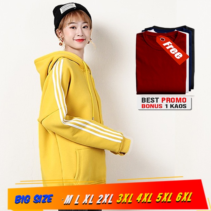 Jaket wanita Korean hoodie sweater yelow jaket polos big size M L XL XXL XXXL XXXXL XXXXXL