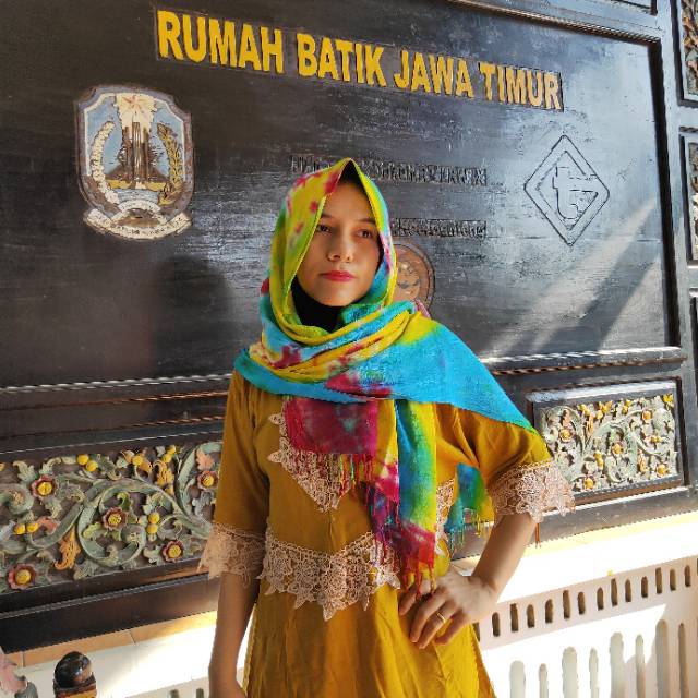 Syall tiedye rumbai bahan tenun