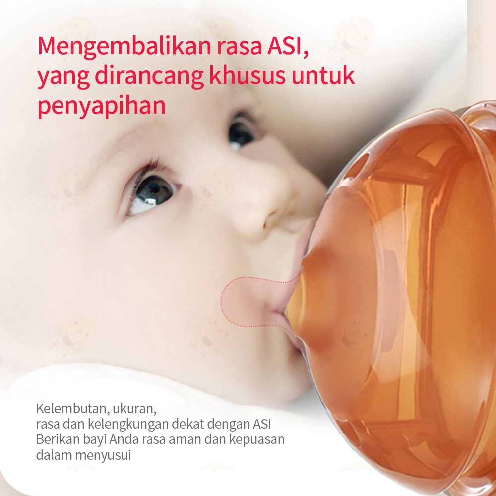 Lacoo Piko Dot Wide Neck silikon/Dot cokelat dengan sedotan Baby pacifier