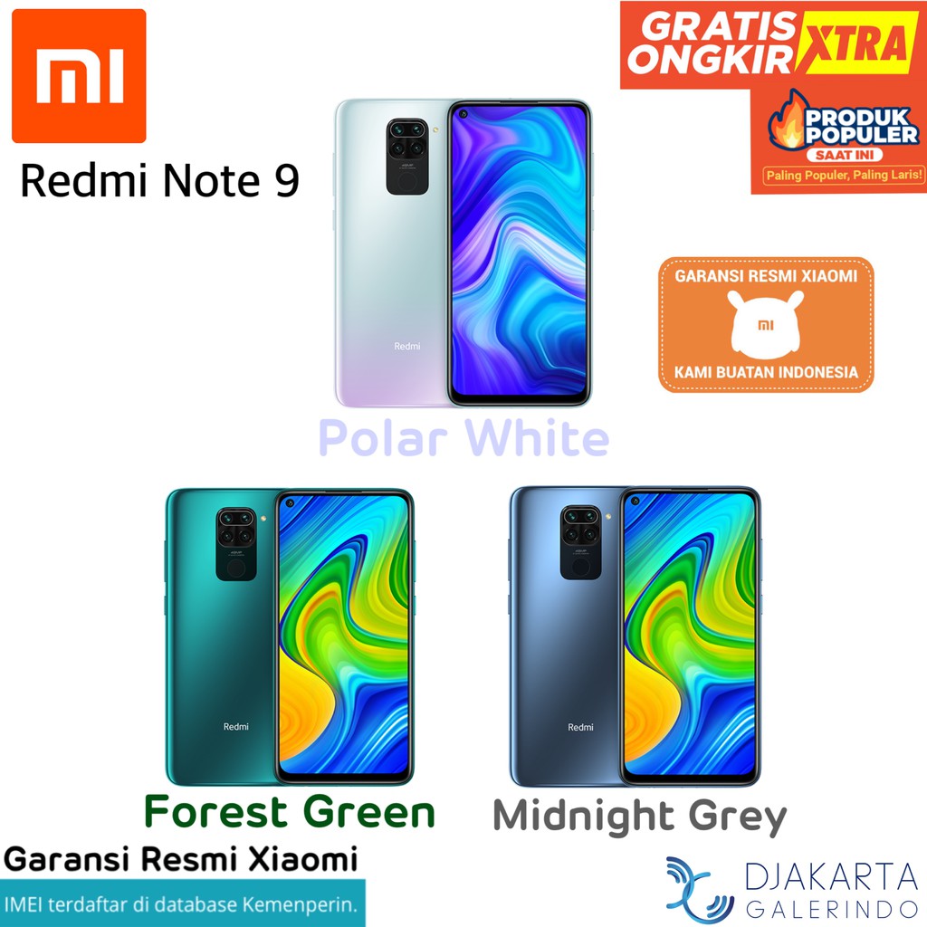 Xiaomi Redmi Note 9 4/64 & 6/128 GB - Garansi Resmi Xiaomi