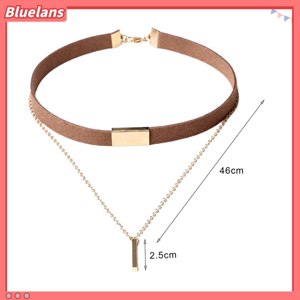 Bluelans Women Vintage Punk Faux Suede Multilayer Polished Clavicle Choker Necklace Pendant