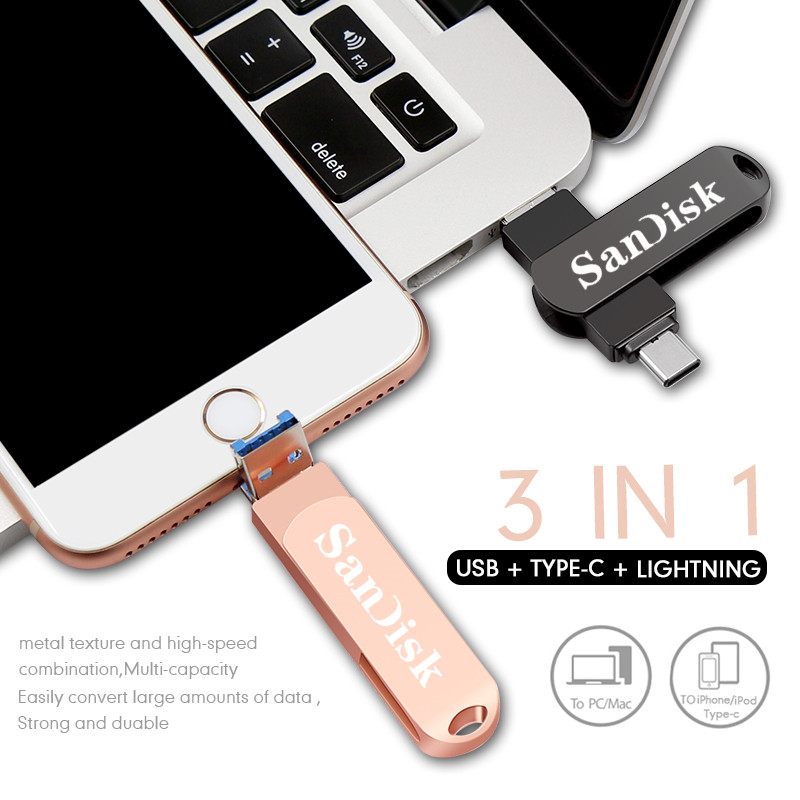 Sandisk 3in1 Otg Usb Flash Drive Eksternal 512gb Untuk Iphone Ipad Shopee Indonesia