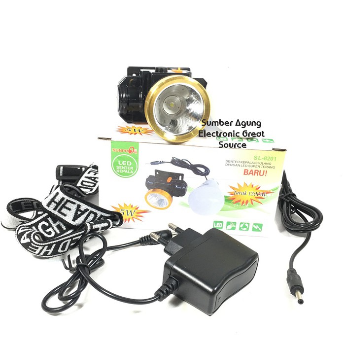 Senter Kepala Sunpro SL8201 5W Jarak 1200M LED Bonus Lampu Terang