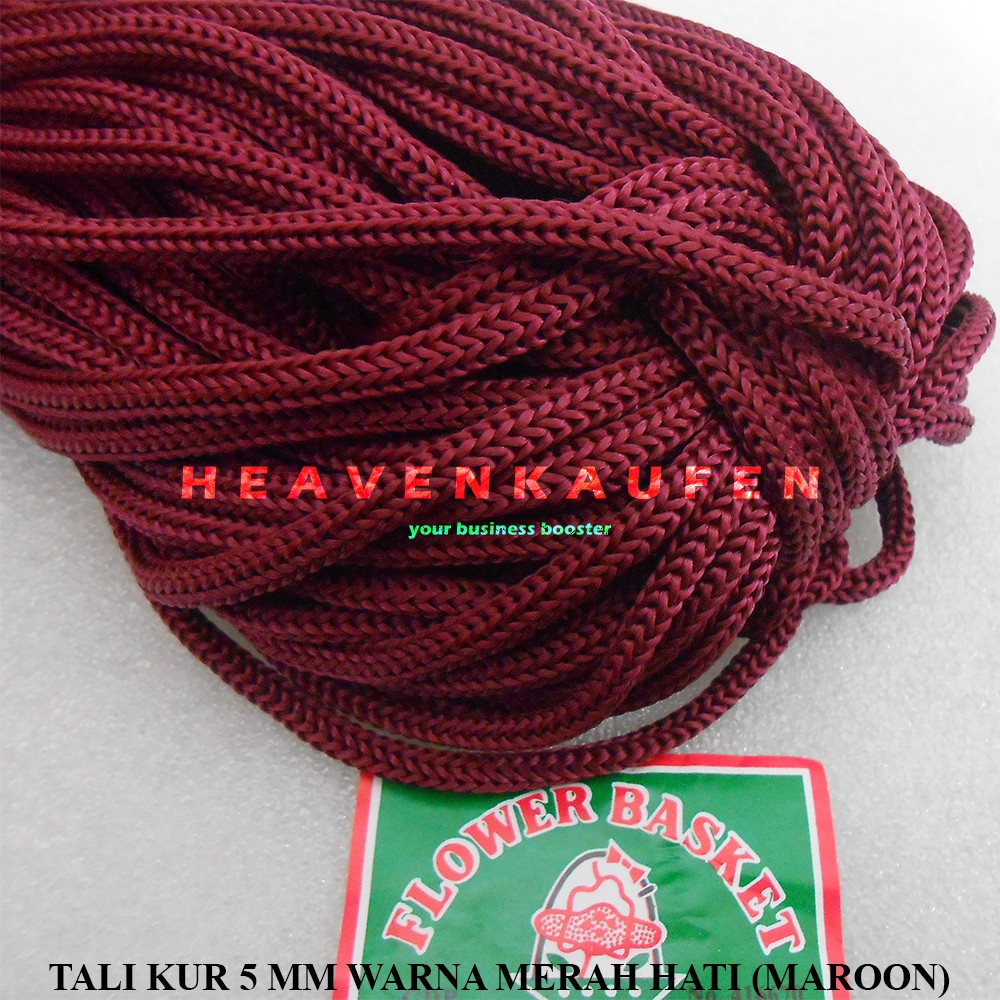 Tali Kur Filamen Besar 5 mm Warna Merah Hati Maroon Marun Harga Per Meter