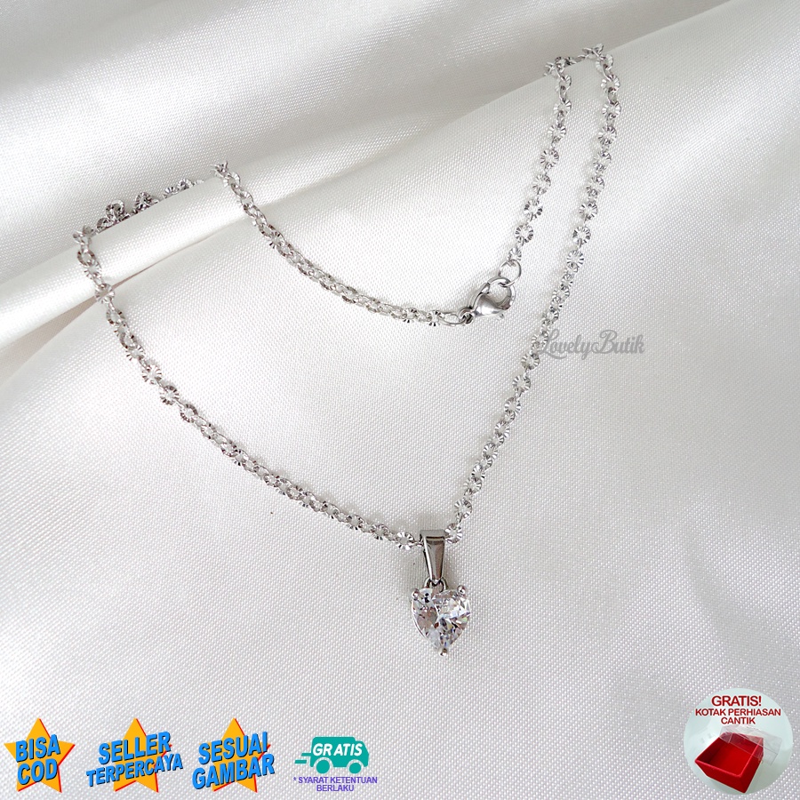 Lovelybutik -  Kalung Titanium Anak Asli Anti Karat Mini Heart Kecil Kalung Anti Luntur Anak Perempuan Korea Model Terbaru Bonus Kotak Perhiasan