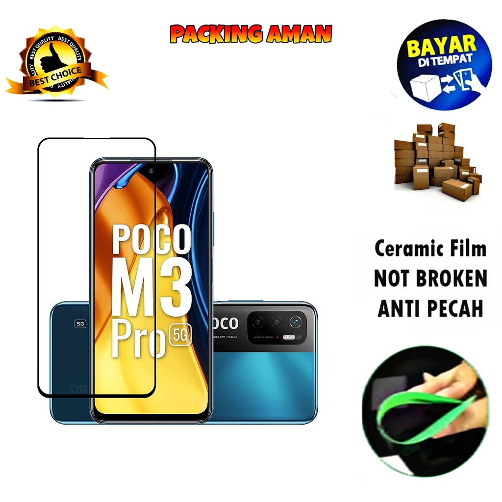 Tempered Glass Xiaomi Poco M3 Pro 5G FULL COVER FULL SCREEN Ceramic Film Anti Gores