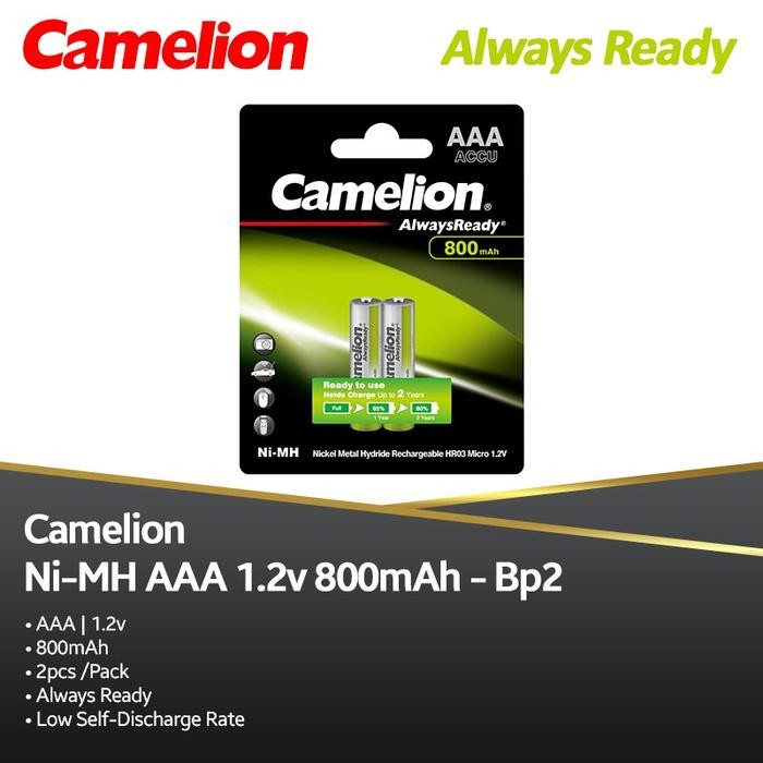 Camelion Baterai AAA Rechargeable 800mAh AlwaysReady 2pcs