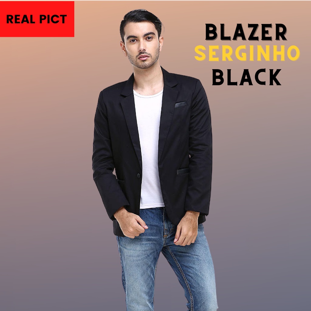 Jas Blazer Pria Hitam Slimfit Casual Korea Laki Laki / Jaz Blezzer Blezer Black Cowok Slim