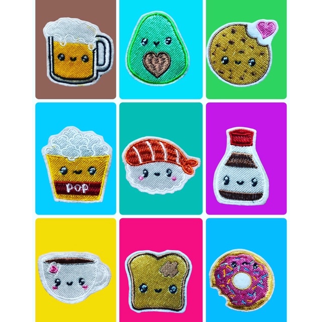 Patch Bordir Jahit Kawaii Series / Makanan Minuman Kawaii