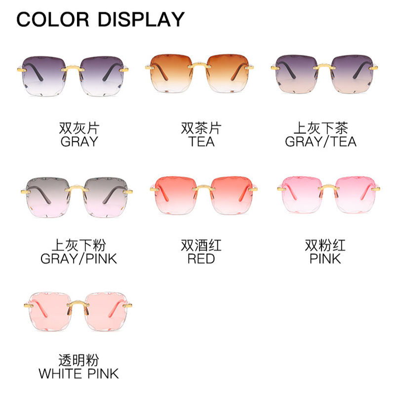 【YUZHU】COD Kacamata Tanpa Bingkai Logam Oversized Frame Square Cut Edge untuk Wanita