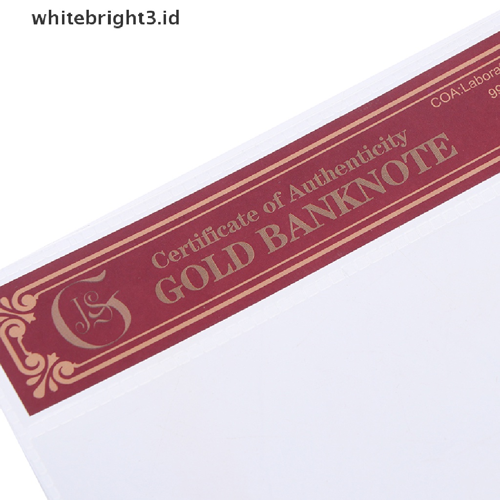 (whitebright3.id) 1pc Uang Kertas COA Normal Gold Foil Bahan Plastik PVC