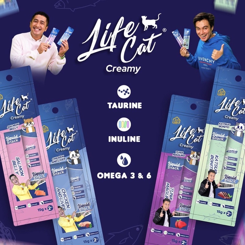 LIFECAT LIFE CAT CREAMY liquid snack kucing kitten adult 15grx2 pack stik tuna salmon chicken katsuo