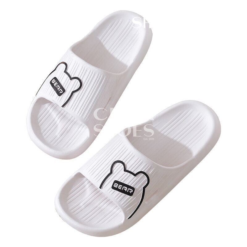 PVC Sandal Slop Kokop Wanita Import Motif Bear Korean Slippers Bahan Empuk Lentur Elastic Karet Non-Slip 2304