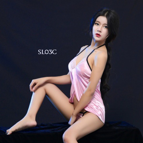 [BISA COD] BAJU TIDUR SEXY SLEEPWEAR LINGERIE SATIN SOFT PINK SL03C