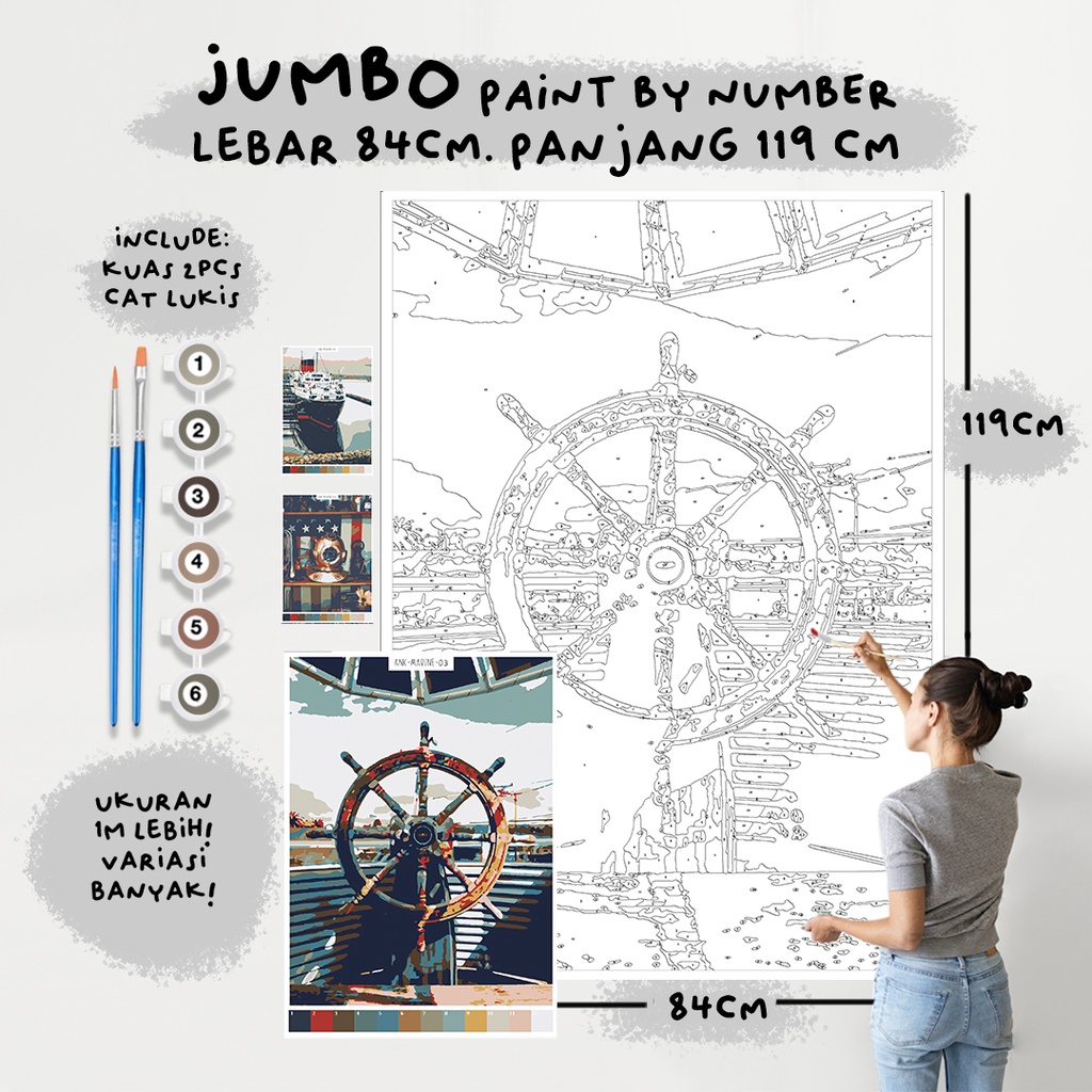 

JUMBO Paint By Number Kit, MARINE paint by number besar a0