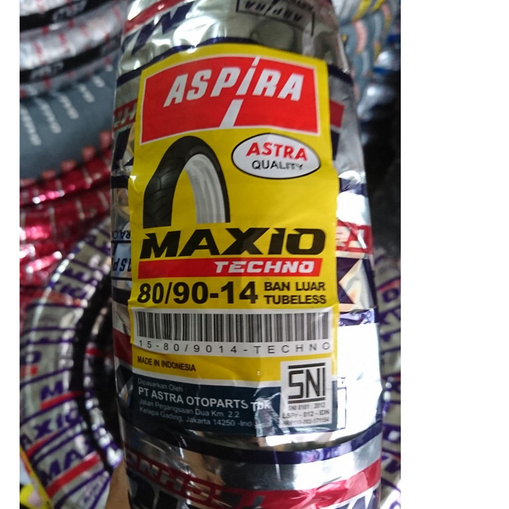 TERBARU BAN MOTOR Aspira MAXIO TECHNO 80/90 ring 14 ban tubeless motor matic beat mio