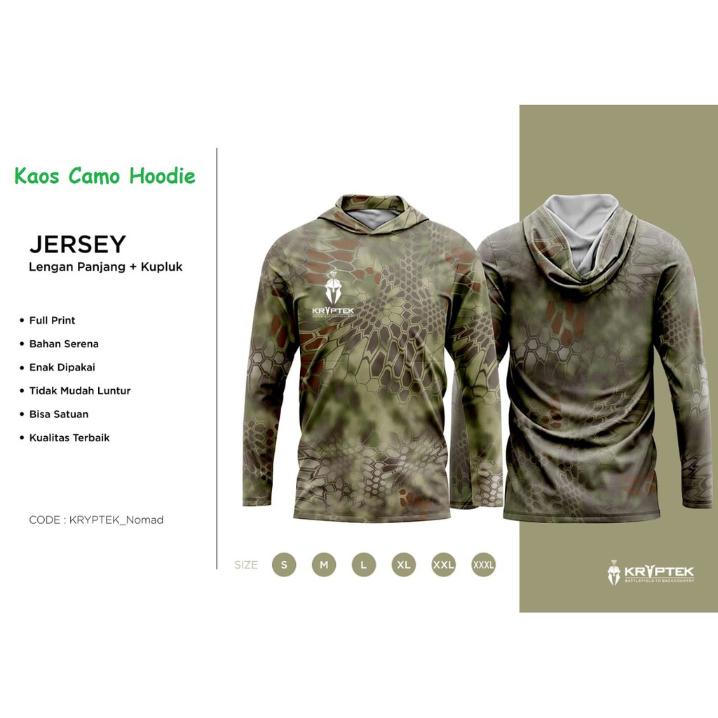 Kaos Camo Berburu Perbakin Kryptek Abu 3D Hoodie