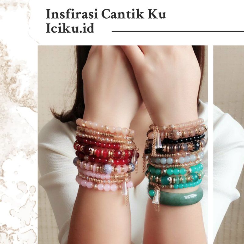 Bohemian Gelang Tassel Wanita Kekinian Motif Manik Manik Mutiara Unik