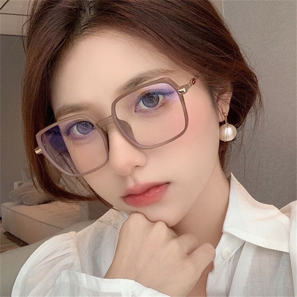 【COD Tangding】4 Colors Frosted Coffee Big Glasses Korean Female Student Plain Face Thin Big Frame Eye Frame