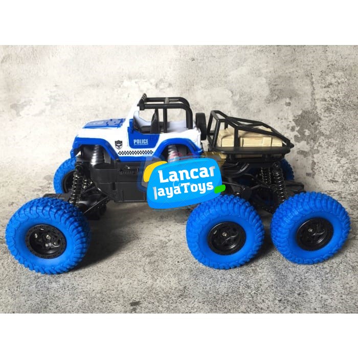 Mainan Anak Mobil Rc Rock Climber Vehicle 6 Roda Police Car Wrangler Skala 1:16 SH091